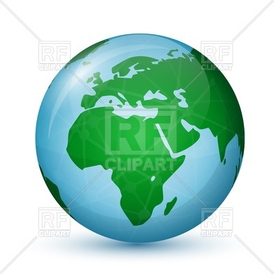 400x400 World Globe With Map Of Africa And Europe Royalty Free Vector Clip
