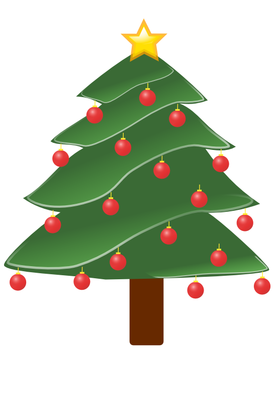 555x785 Clip Art Lightly Decorated Evergreen 1