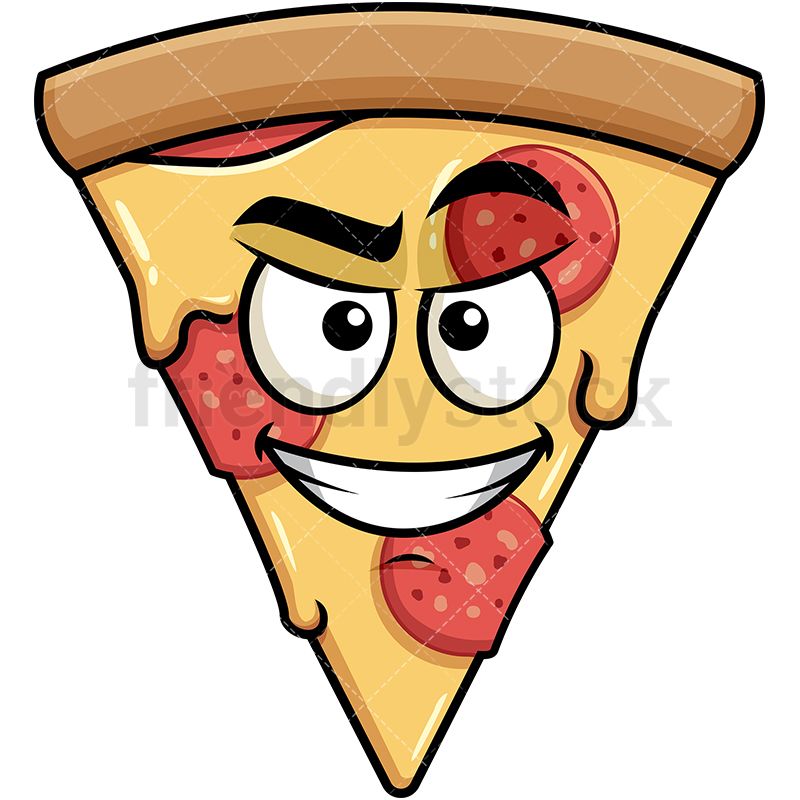 800x800 Cunning Evil Face Pizza Emoji Cartoon Vector Clipart
