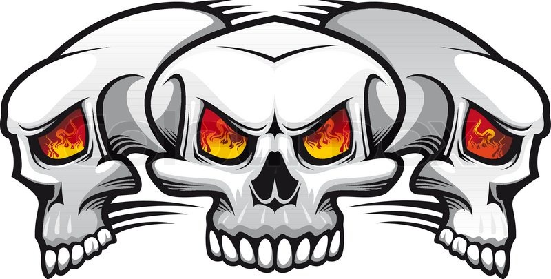800x405 Danger Evil Skulls As A Tattoo Isolated On White Stock Vector