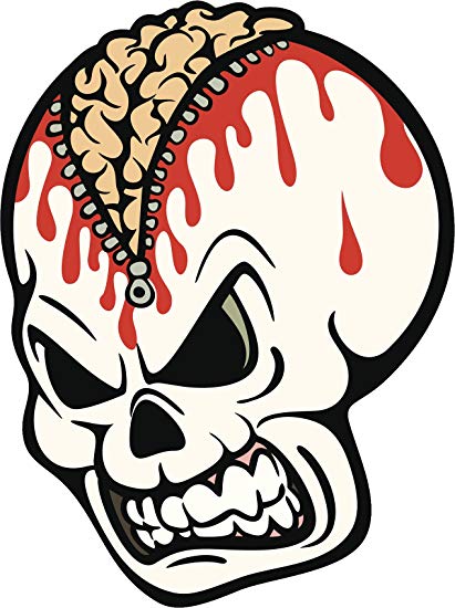 411x550 Evil Scary Dead Skull With Bleeding Brain Cartoon