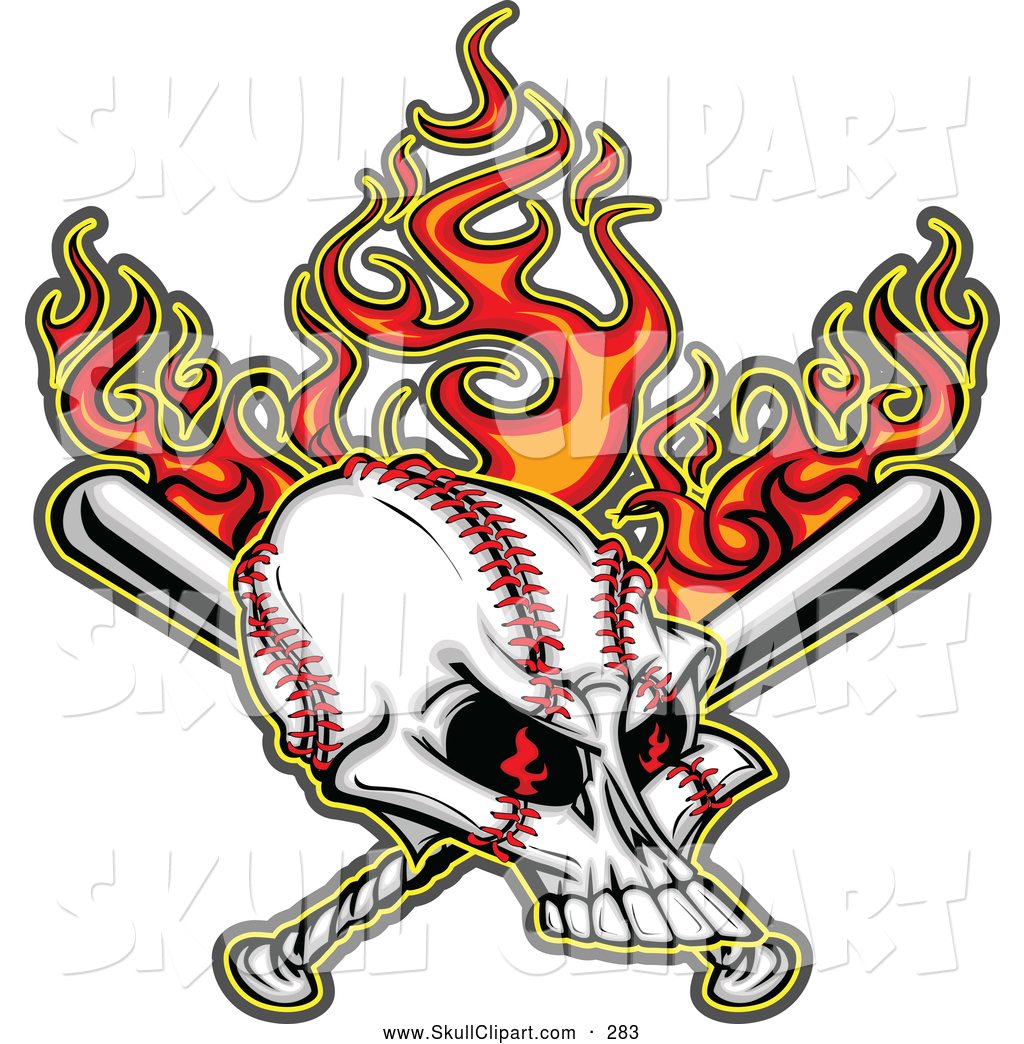 1024x1044 Vector Clip Art Of A Frightening Flaming Evil Baseball Skull
