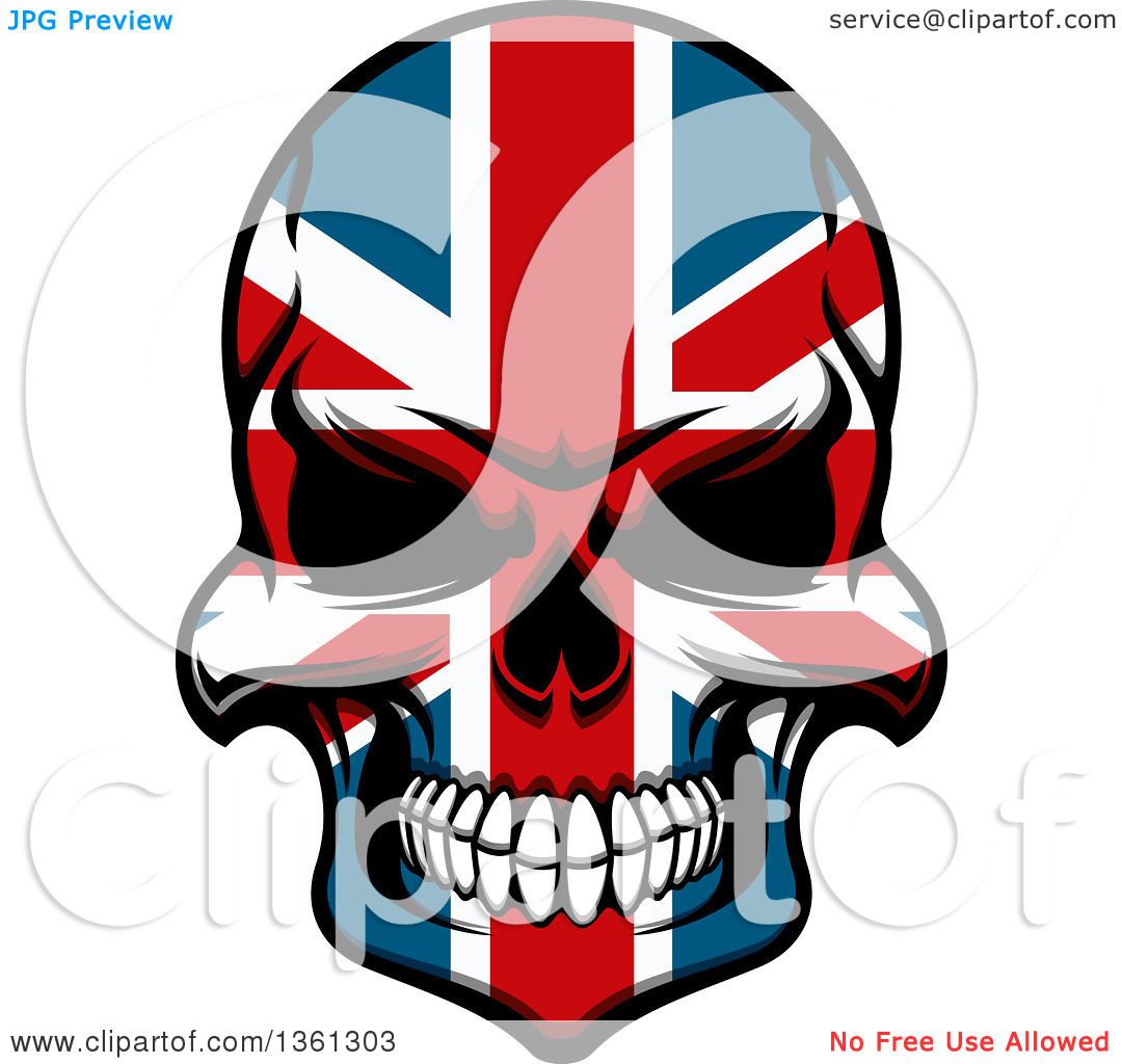 1080x1024 Clipart Of A Grinning Evil Skull In British Flag Colors