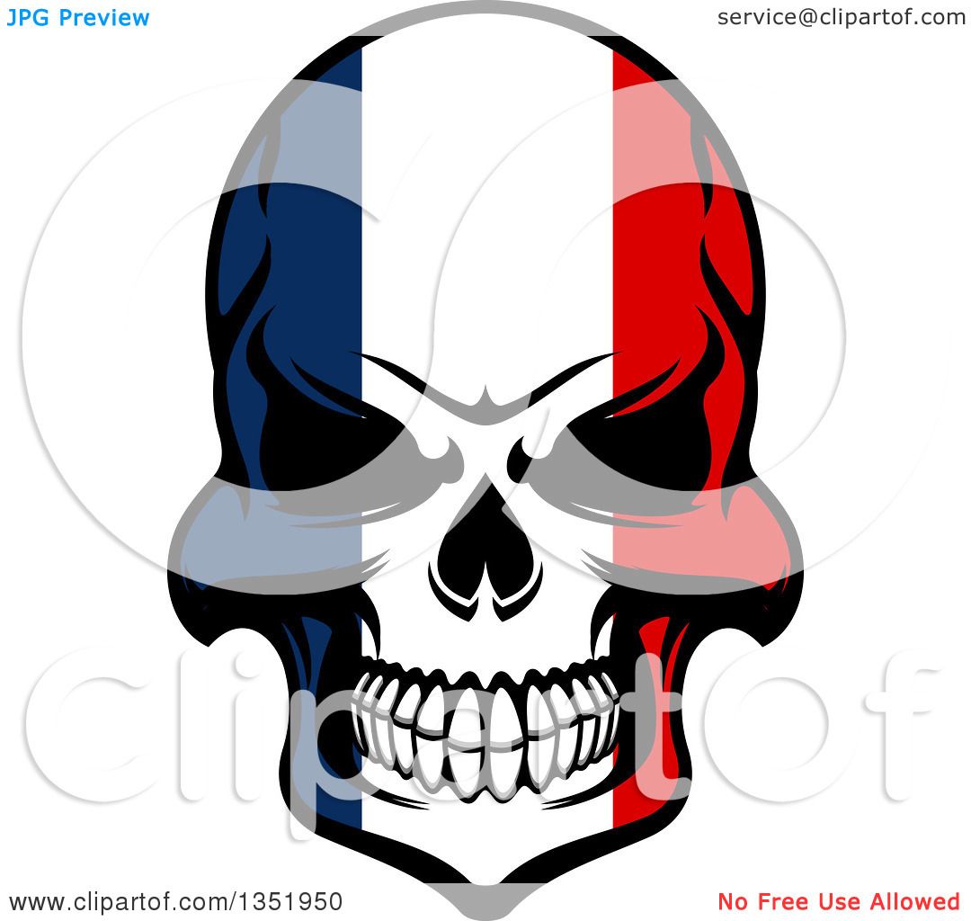 1080x1024 Clipart Of A Grinning Evil Skull In French Flag Colors