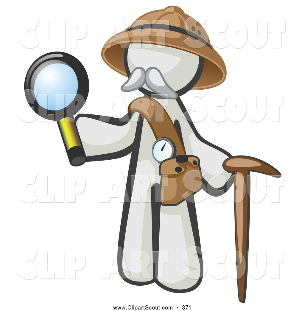 1024x1044 Clipart Of A White Person Explorer With A Pack Cane And Magnifying