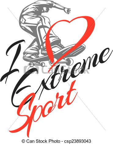 370x470 I Love Extreme Sport. Skateboarder And Hearts. Vector Stock Eps