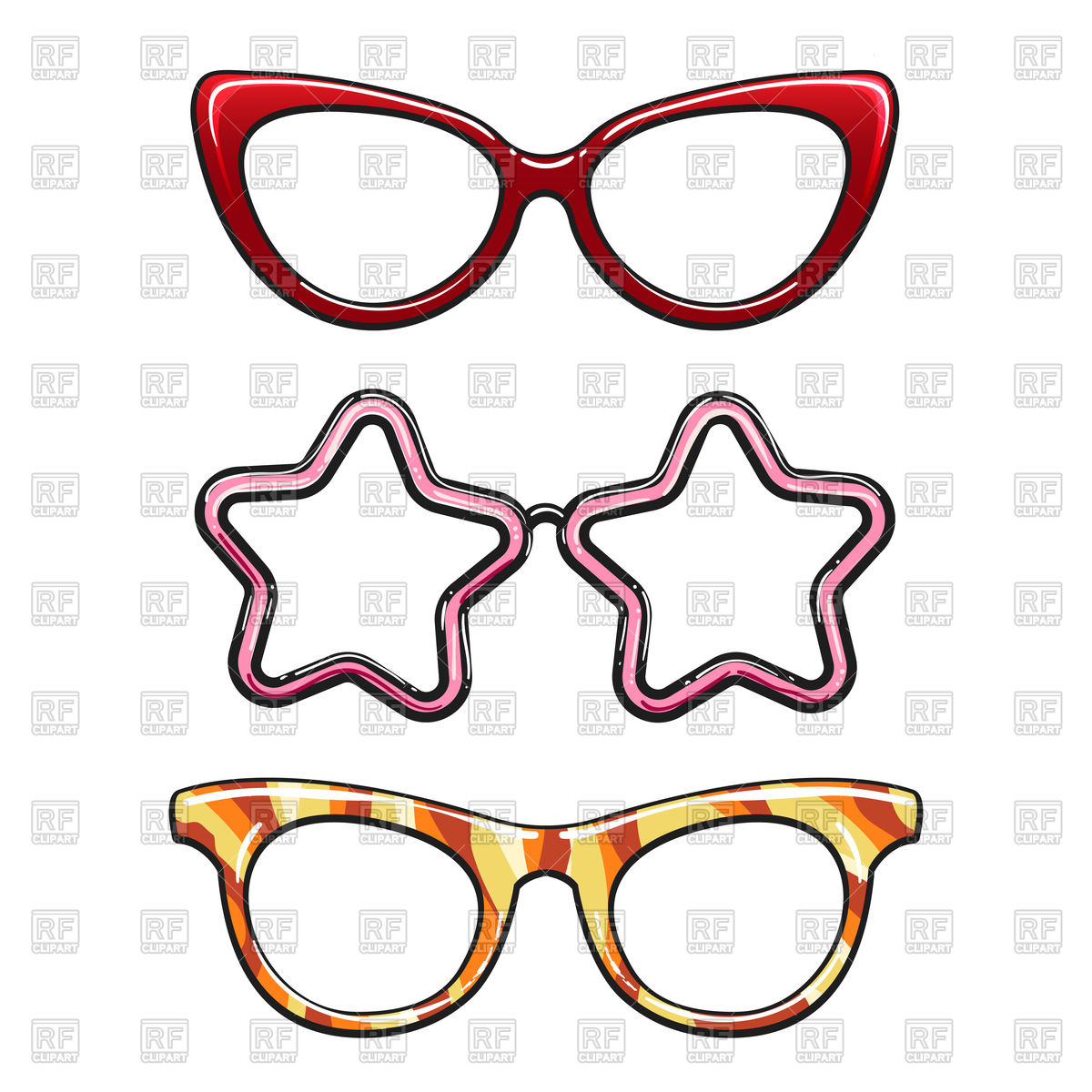 1200x1200 Colorful Hipster Eyeglasses Set On White Background Royalty Free