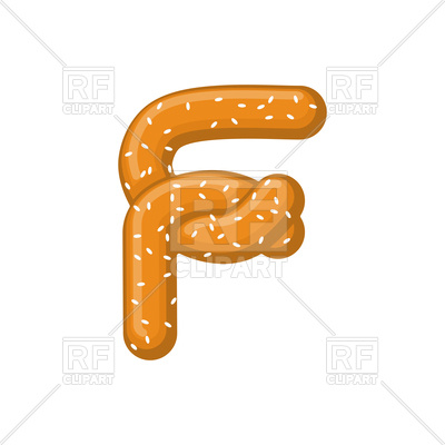 400x400 Letter F Pretzel Font Royalty Free Vector Clip Art Image
