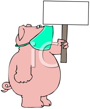 288x350 Royalty Free Clipart Image Cartoon Of A Pig Wearing A Face Mask