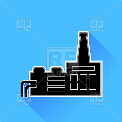 400x400 Factory Icon On Blue Background Royalty Free Vector Clip Art Image