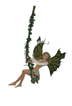 240x350 Royalty Free Clip Art Image Woodland Faerie Swinging On A Vine Swing
