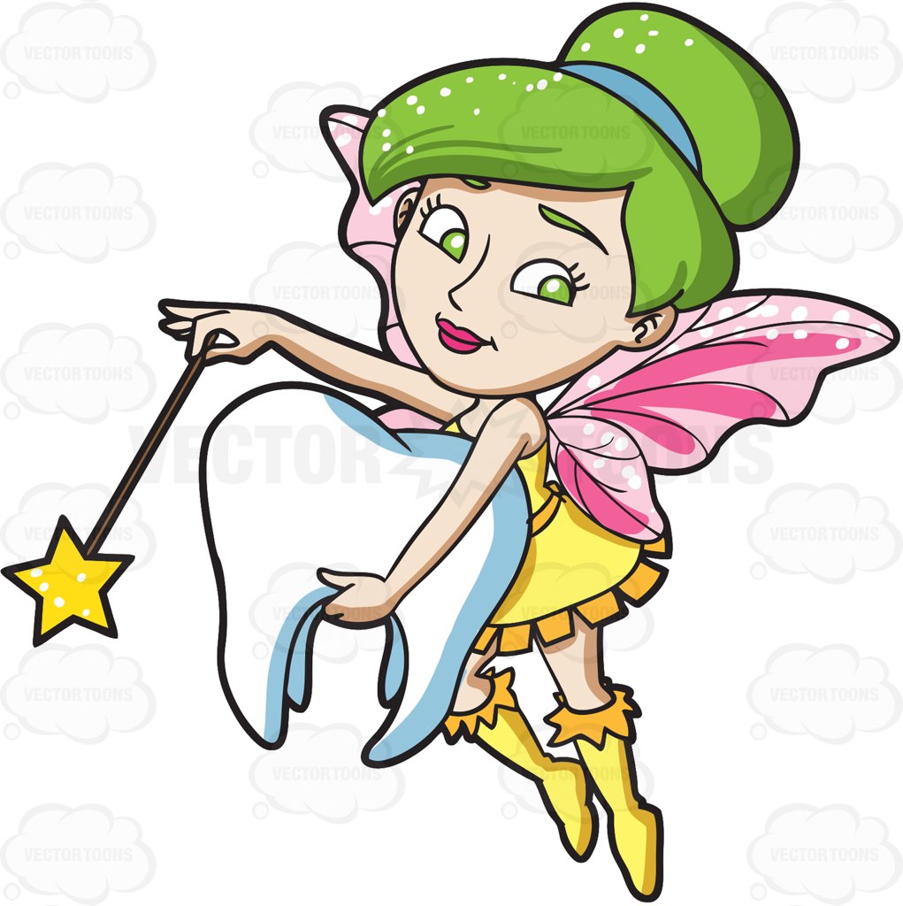 1021x1024 A Fairy Grabbing A Tooth Cartoon Clipart Vector Toons