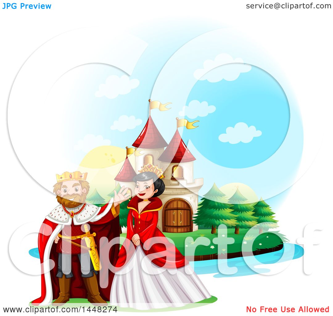 1080x1024 Clipart Of A Happy King And Queen Near A Fairy Tale Castle