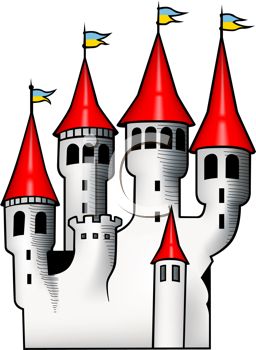 256x350 Fairytale Castle With Red Turrets And Flags Flying