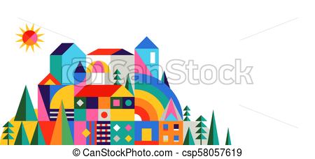 450x228 Geometric Fairy Tale Kingdom, Knight Castle. Children Room