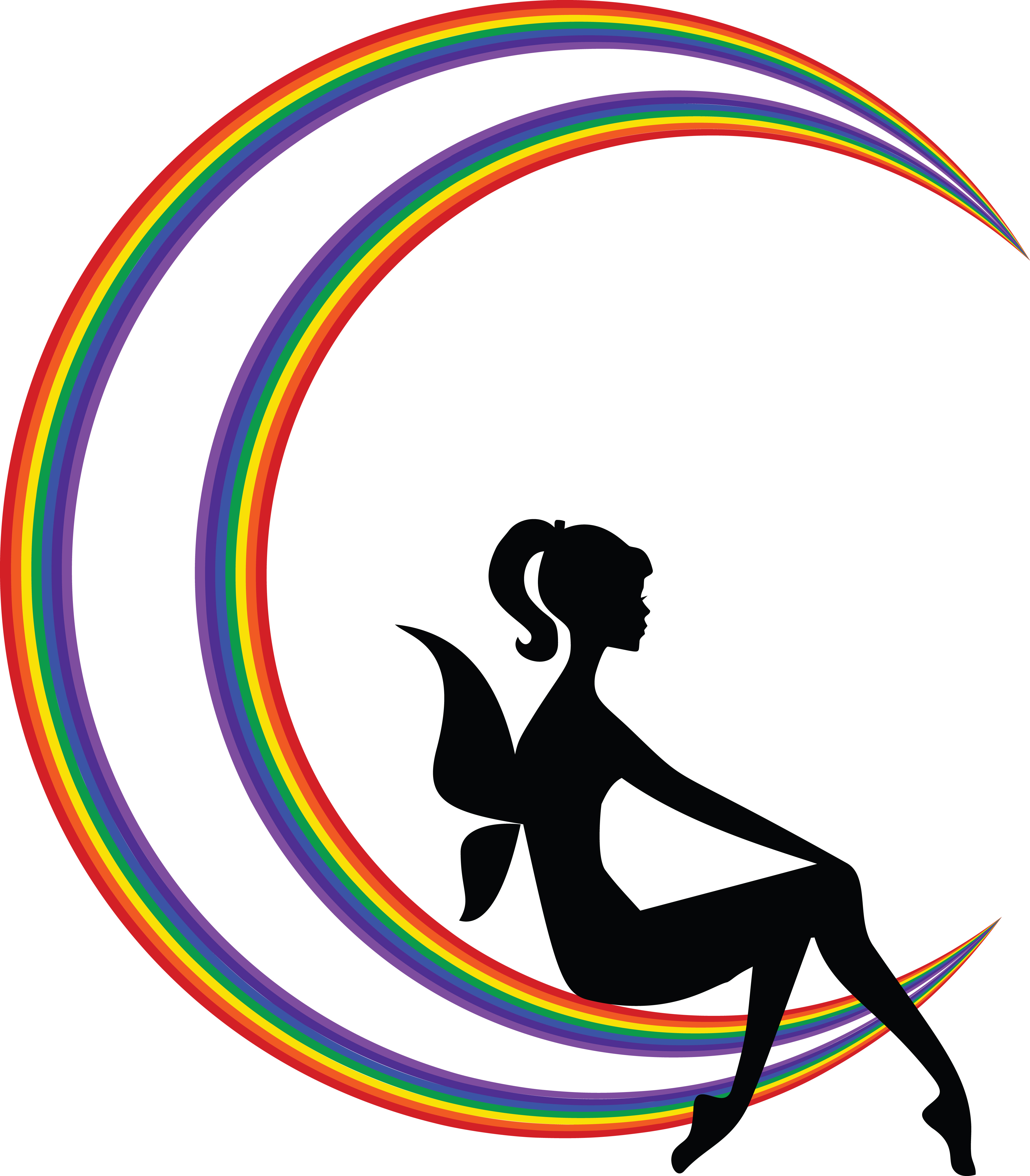 4000x4567 Free Clipart Of A Black Silhouetted Female Fairy Sitting On
