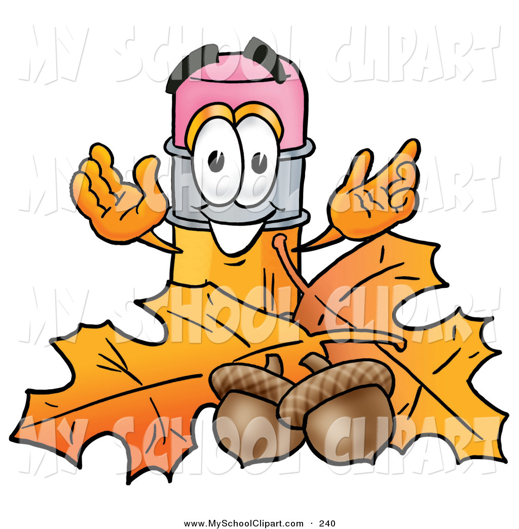 1024x1044 Clip Art Of A Yellow Pencil Mascot Cartoon Character With Autumn