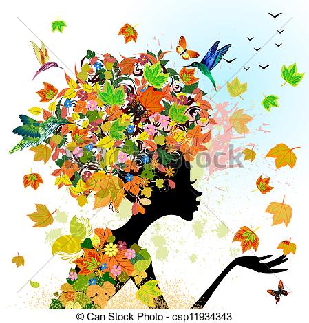 449x470 Girl Fashion Flowers In Autumn Eps Vector
