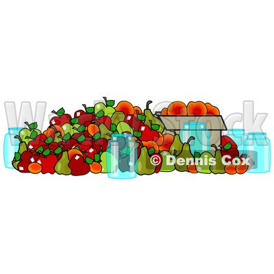 400x400 Clipart Of Canning Jars And A Pile Of Fall Harvest Fruits