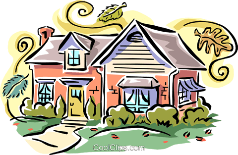 480x313 House Fall Scene Royalty Free Vector Clip Art Illustration