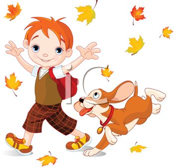 350x336 Cute Little Boy Playing In Fall Leaves With His Dog
