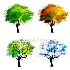 236x236 Four Seasons Trees Clipart Clip Art, Spring Summer Winter Fall