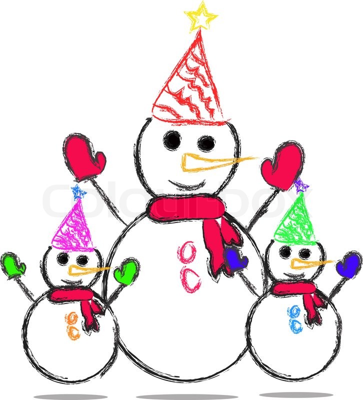 726x800 Happy Family Christmas Snowman Stock Vector Colourbox