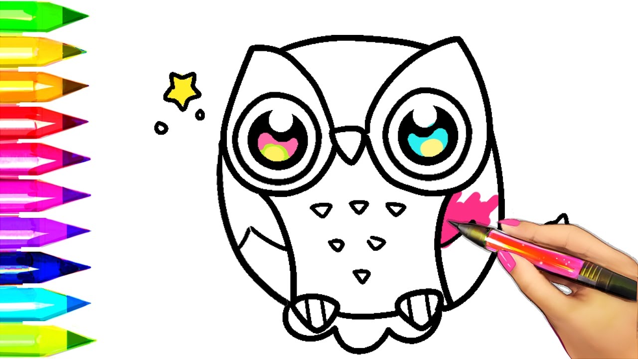 1280x720 How To Draw And Color Owl Coloring Pages For Kids To Learn Colors