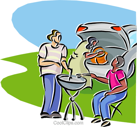 480x445 Family Barbeque Royalty Free Vector Clip Art Illustration