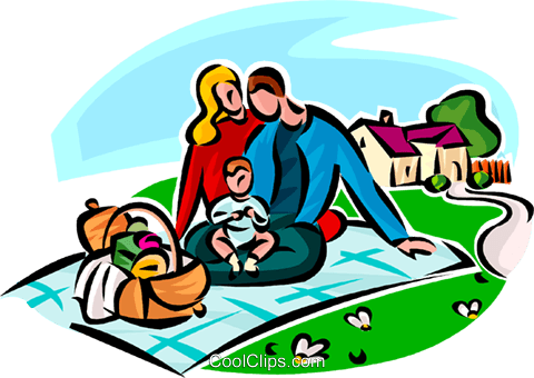 480x340 Family Picnic Royalty Free Vector Clip Art Illustration Vc065146