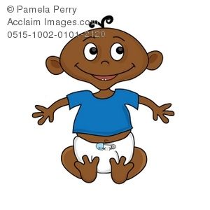 300x300 Clip Art Illustration Of An African American Baby Sitting Up
