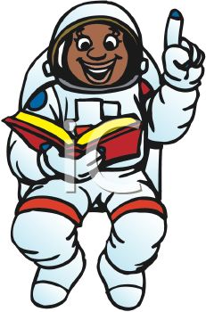231x350 Female Black African American Astronaut Reading A Book In Space