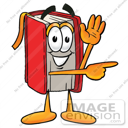 450x450 Clip Art Graphic Of A Book Cartoon Character Waving And Pointing