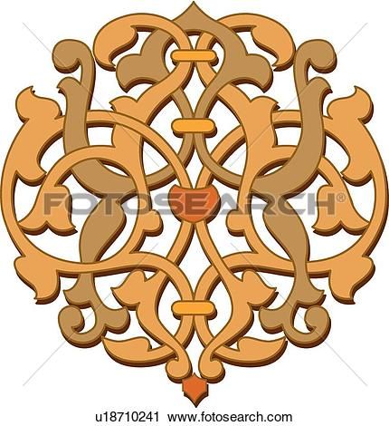 430x470 Orange And Brown Fancy Leaf Arabesque Design Clipart Medical