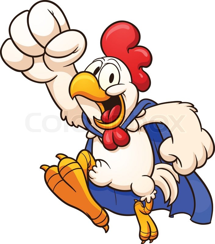 705x800 Flying Super Chicken. Vector Clip Art Illustration With Simple