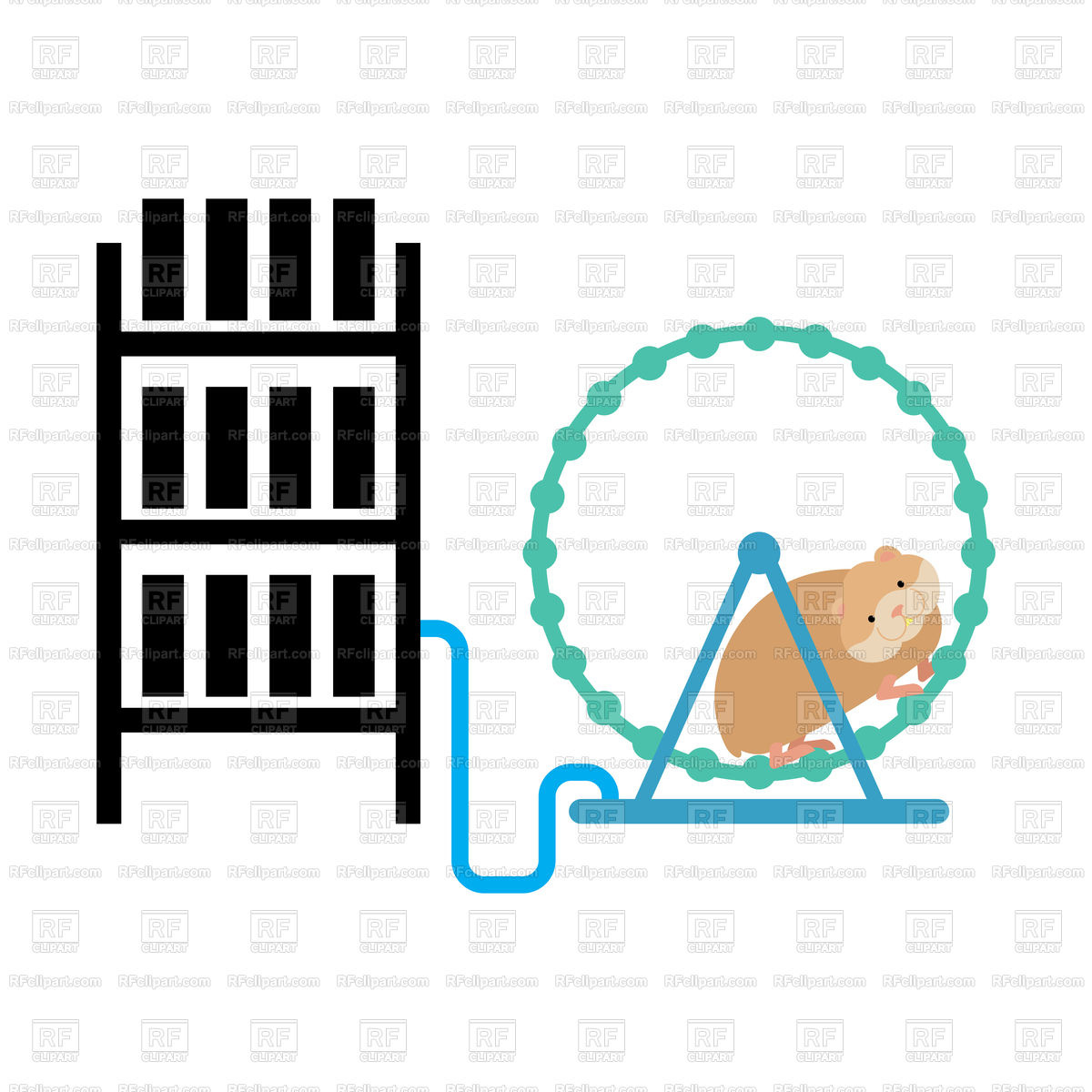 1200x1200 Mining Farm And Hamster In Wheel Royalty Free Vector Clip Art