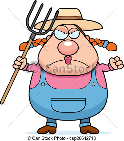 413x470 Farm Girl Angry. A Cartoon Farm Girl With An Angry Vector Clip
