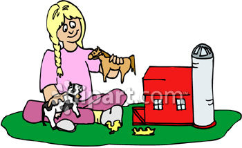 350x214 A Small Girl Playing With A Toy Farm Set
