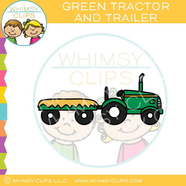 600x600 Green Farm Tractor And Trailer Clip Art , Images Amp Illustrations