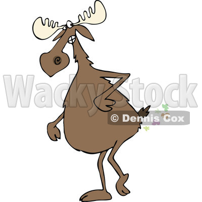 400x400 Clipart Of A Moose Walking Upright And Farting