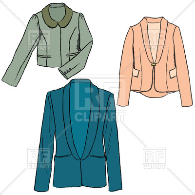 400x400 Fashion Cloth Set. Women Jacket Clothes. Royalty Free Vector Clip