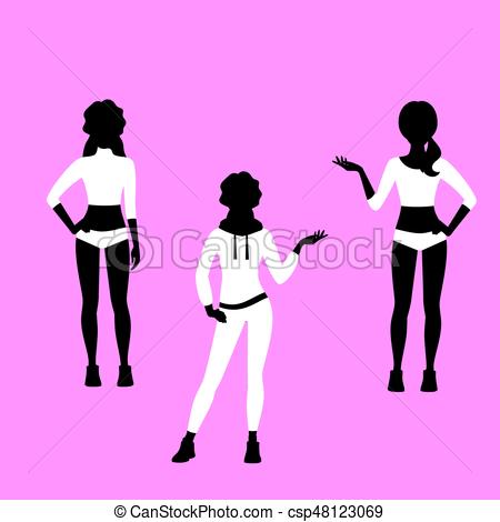 450x470 Fashion Woman Sport Clothes Model Silhouettes. Fashion Woman