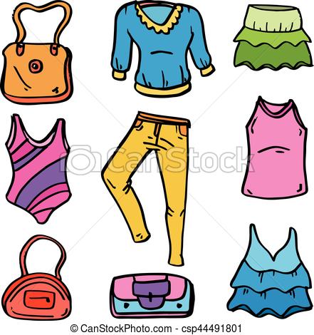 441x470 Doodle Of Women Clothes Fashion Vector Illustration Vector Clipart