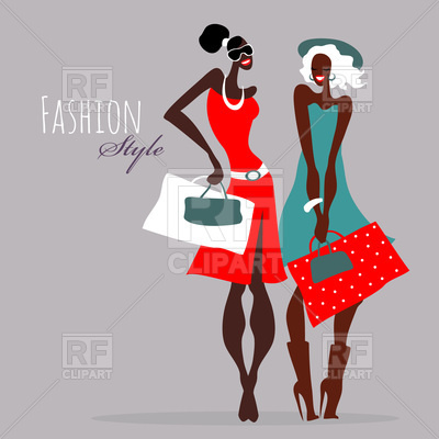 400x400 Beautiful Fashion Women With Shopping Bags Royalty Free Vector