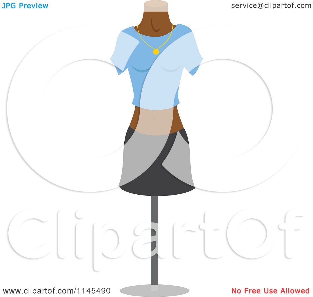 1080x1024 Clipart Of A Fashion Design Mannequin With A Shirt And Skirt