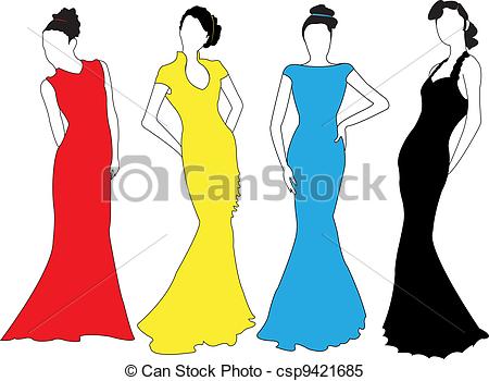 450x350 Fashion Models. Fashion Models In Silhouettes. Clipart Vector