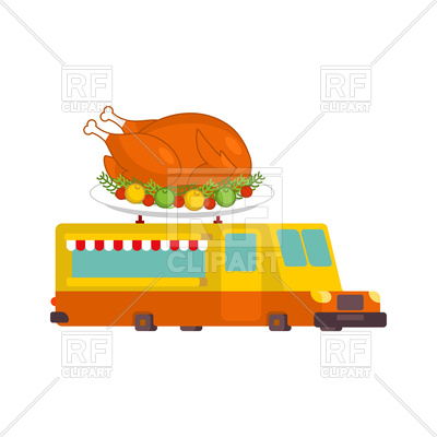 400x400 Turkey Car Food Truck. Thanksgiving Day. Royalty Free Vector Clip