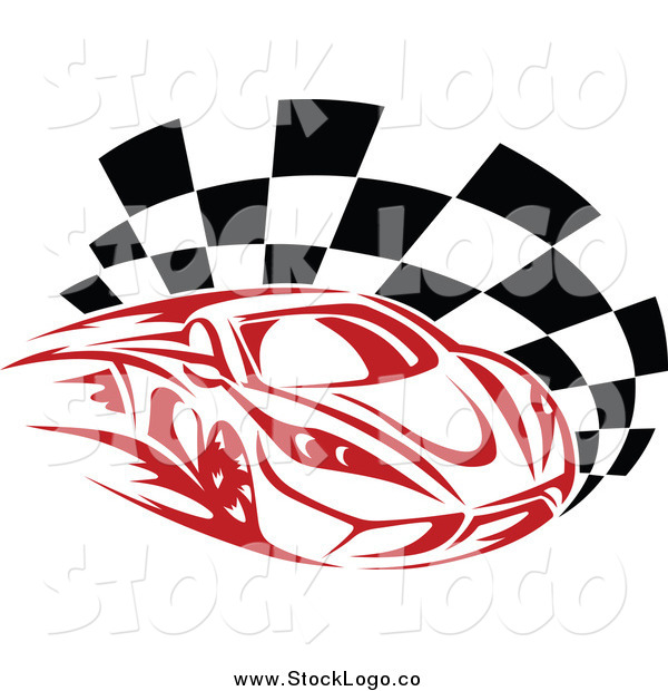 600x620 Vector Clipart Of A Fast Red Race Car And Checkered Flag