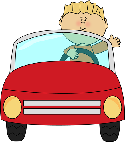 438x500 Boy Driving Car Cartoon Clip