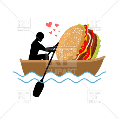400x400 Man And Hamburger In Boat